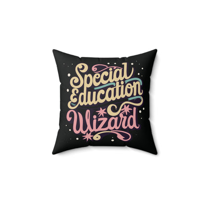 Special Ed Teacher Square Pillow - "Special Education Wizard"