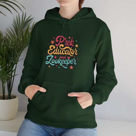 Preschool Teacher Hoodie - "Preschool Educator and Zookeeper"